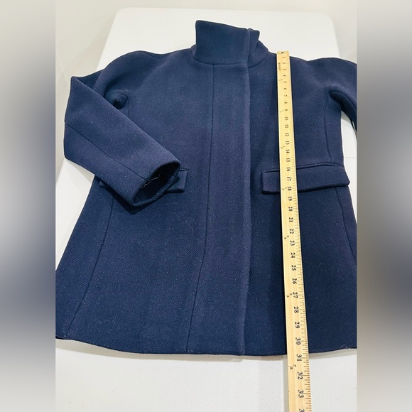 Crew Nello Gori Stadium Cloth Cocoon Coat Dark Blue Women Wool Blend Size 2 - Picture 7 of 10